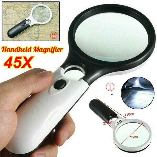 45x Handheld Magnifier Reading Magnifying Glass With 3 LED Light 2 Colors  Optional